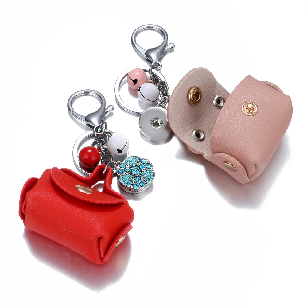 clearance keychain coin purse hearts black leather snap Keychains fit DIY 18MM snap buttons snap jewelry wholesale