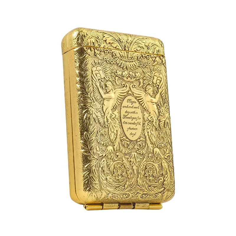 New Luxurious Cigarette Holder Retro Carved Cigarette Case Metal Pocket Tobacco Storage Box for 14 Cigarette Smoking Accessories