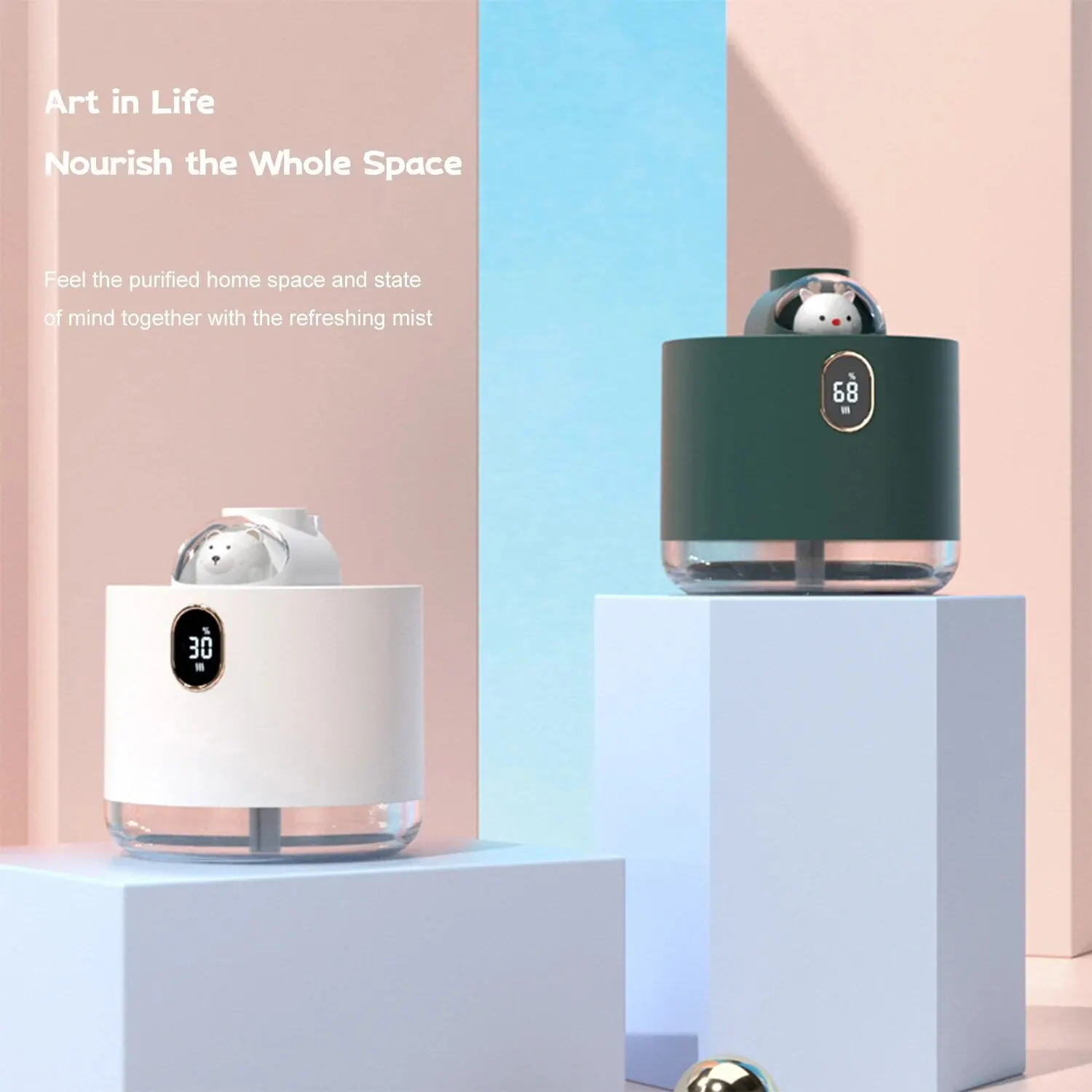 Spacecraft Humidifier Two Spray Modes 2000mAh Auto Shut-Off for Home Large Room Plants Quiet Air Humidifier with Night Light