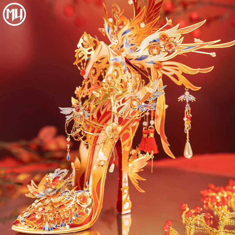 Phoenix Shadow MY National Style Magic Crystal Shoes 3D Solid Puzzle Metal Assembly Model Handmade DIY