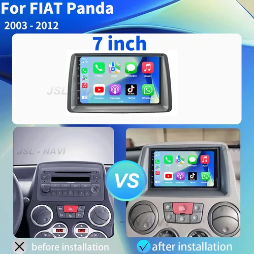 Imagen 2 del producto 7 ""Radio de coche Android 15 para FIAT Panda 2003 2004 2005 2006 2007 -2012 reproductor Multimedia estéreo navegación Autoradio Carplay Auto