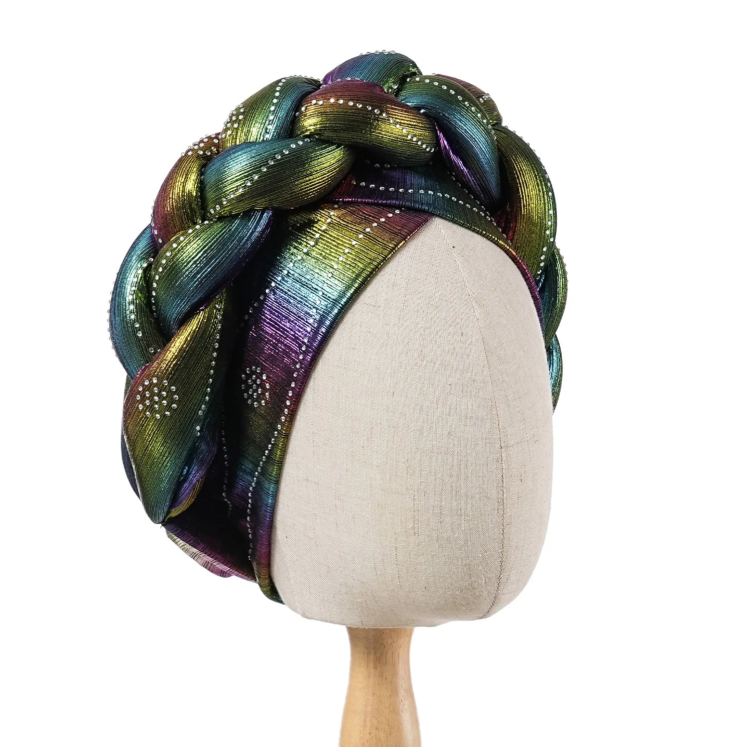 

Блестящая шапка-тюрбан для элегантных женщин, косы, повязки на голову, капот, мусульманская шляпа, африканские завязки на голову, автогеле, женские головные уборы