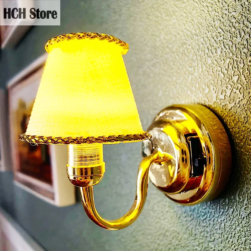 

1/6 1/12 1pcs Mini Lighting Lamp Wall Light Model Miniature Battery DollHouse ON/OFF Switch Lightweight Kids Toy Accessories