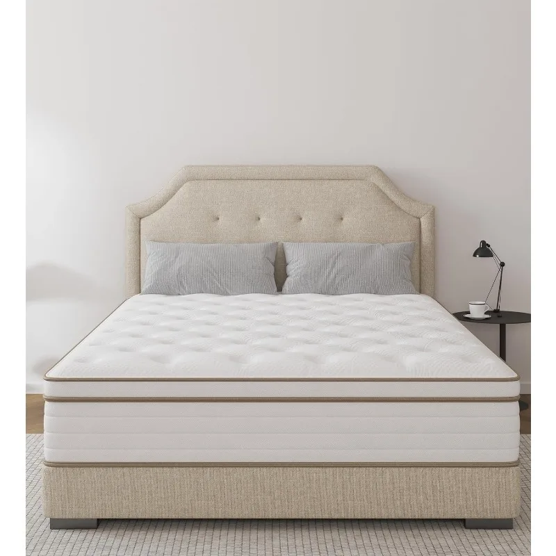 

Mattress Memory Foam Hybrid White in A Box,Individual Pocket Spring Breathable Comfortable for Sleep Supportive