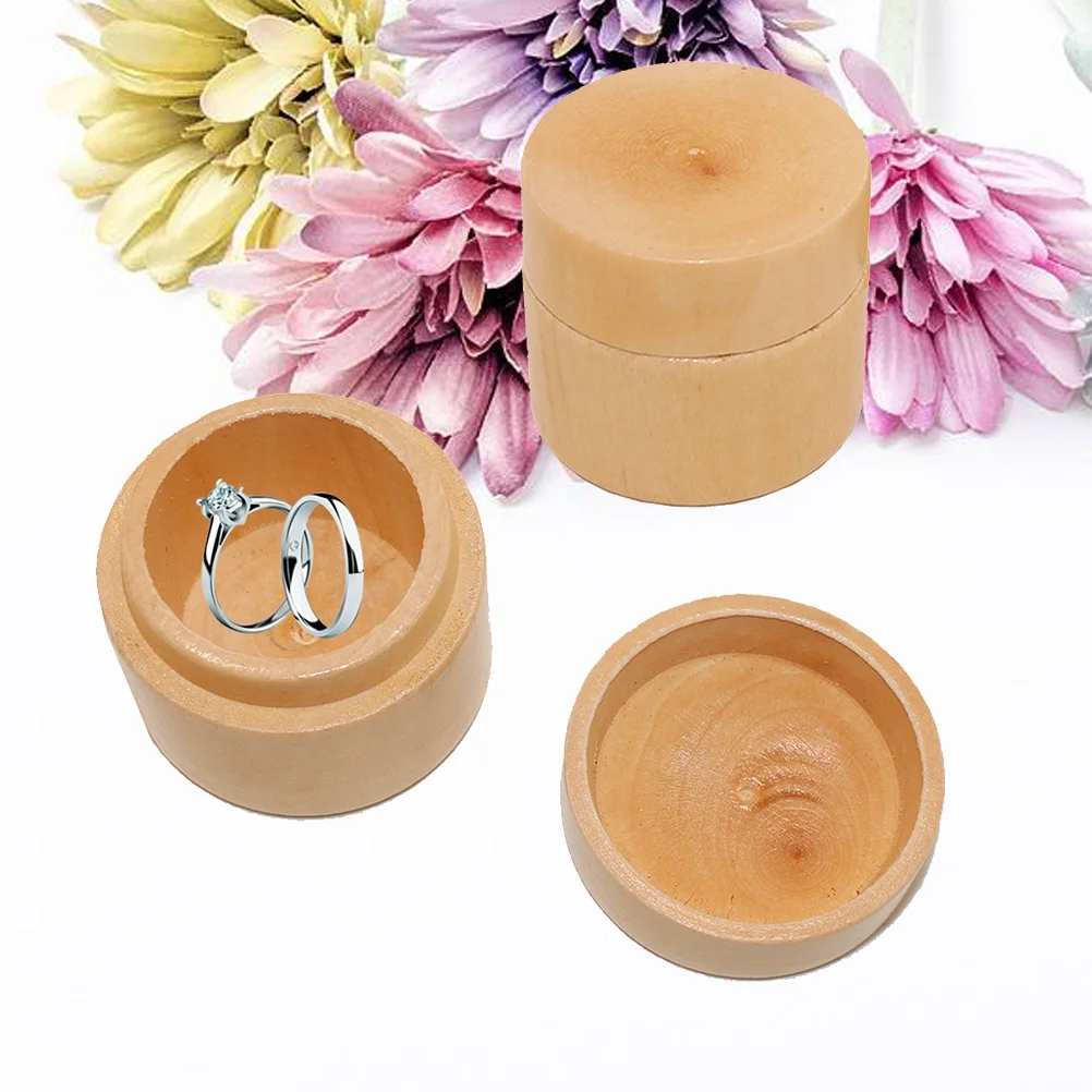 

Wooden Ring Box Rustic Wedding Keepsake Proposal Gift Simple Engagement Ring Bearer Storage for Jewelry Necklace Earrings