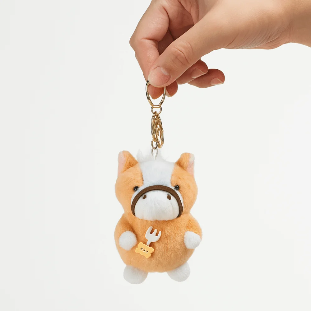 귀여운 미니 말 열쇠고리 푹신한 질감 실물 같은 말의 해 봉제 인형 말의 해 봉제 장난감 봉제 조랑말 열쇠고리