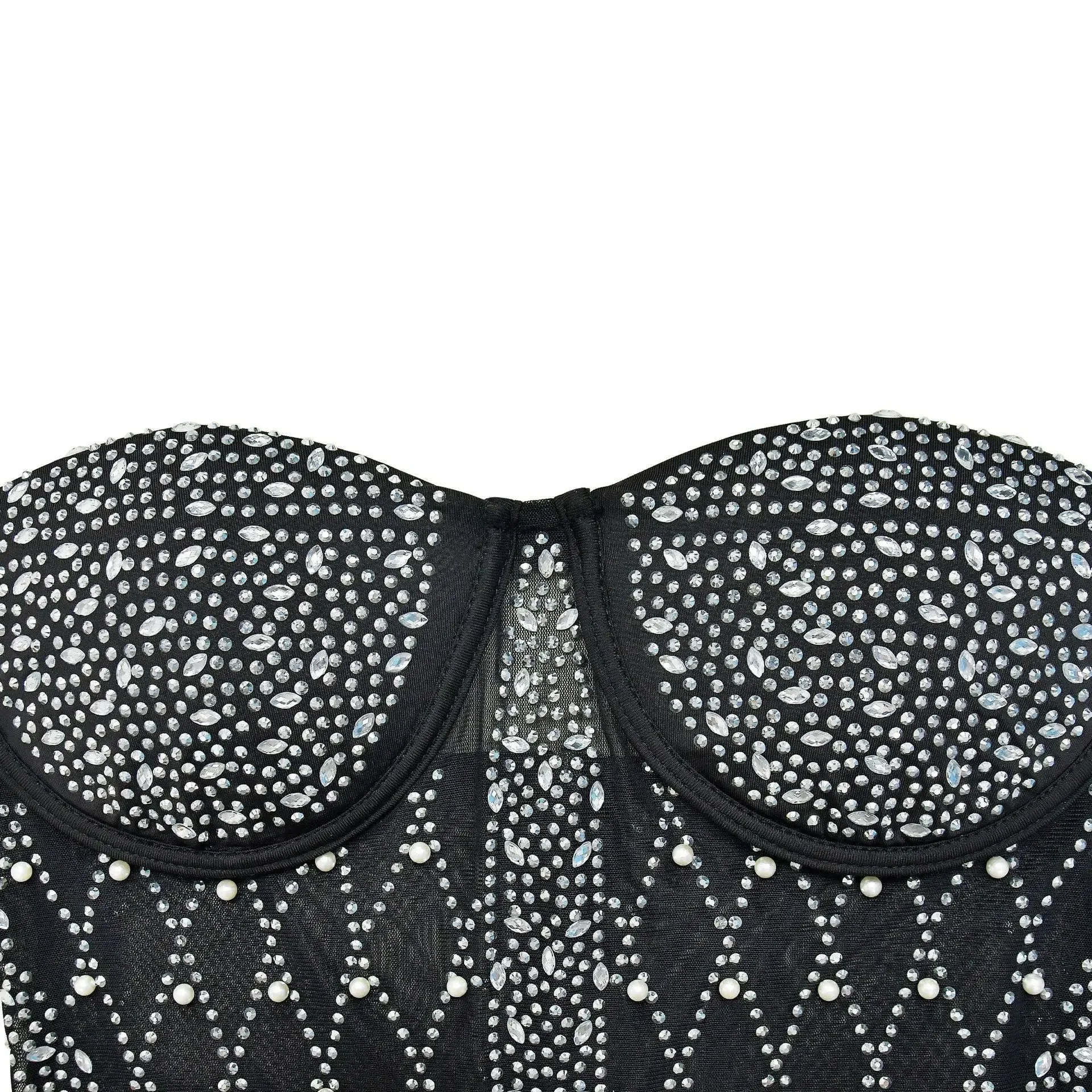 Giyim 2023 Rhinestones kristal tüy Patchwork Halter boyun Bodysuits kadınlar için doğum günü kokteyl dans parti tulumlar