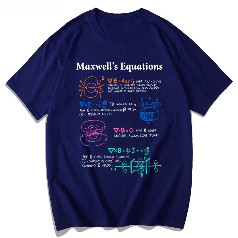 ماكسويل صيغة المعادلة الفيزياء القطن قصير الأكمام الرجال المرأة الصيف تي شيرت البحث العلمي للجنسين تنفس