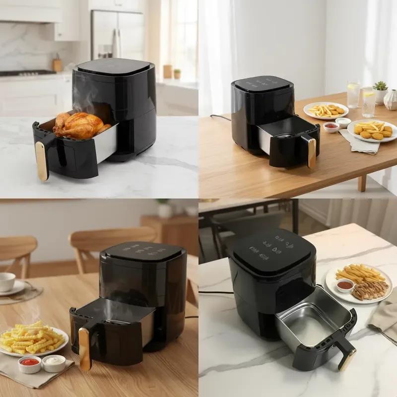 for 5L Air Fryer Stainless Steel Inner Pot Digital Touch Control 6 Cooking Menus Intelligent Electric Kitchen Appliance High