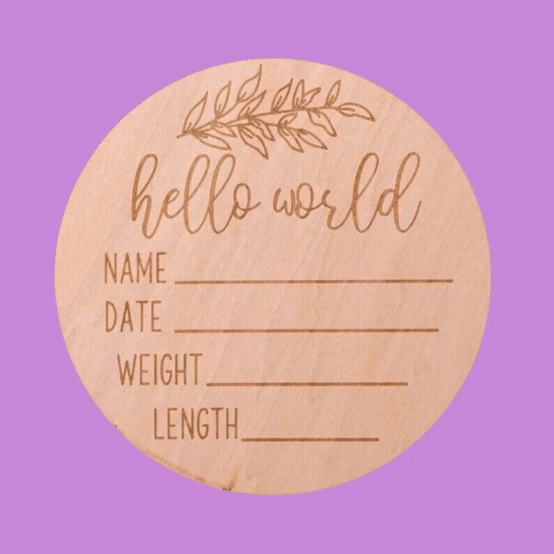 1pcs Wooden Baby Announcement Hello World Engraved Sign Pregnancy Birth Announcement Baby Shower Gift New  Newborn Milestone