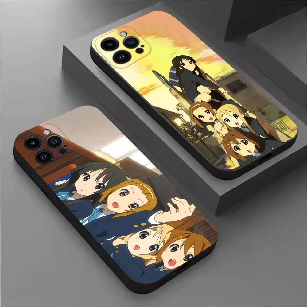 

K-K-ON Anime Phone Case For iPhone 17,16,15,14,13,12,11 Plus,Pro Max,XS,X,XR,SE,Mini,8,7,Soft Silicone Black Cover