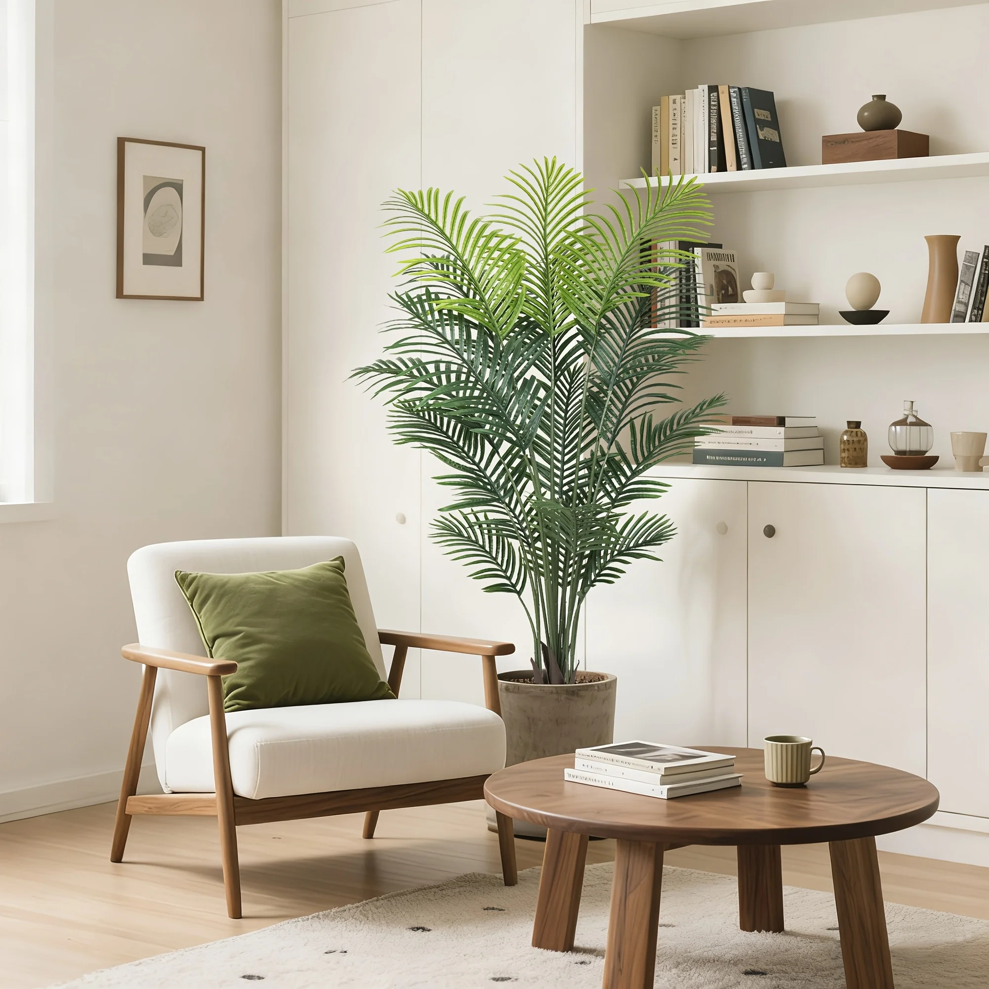 

4ft Artificial Palm Tree Fake Plants Tall Faux Palm Tree with Realistic Leaf Floor Tropical Areca Faux Plants Indoor Decor