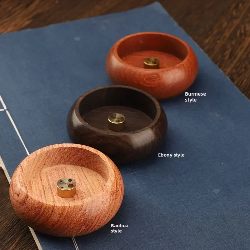 New Fragrance Insertion Solid Wood Mini Circular Incense Stove Indoor Incense Wood Pear Multi Hole Thread Zen Incense Burner