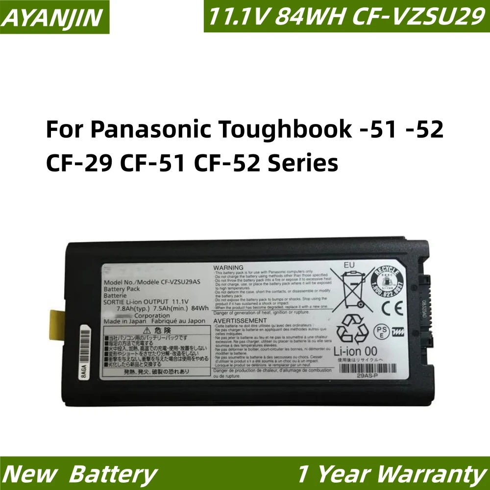 New CF-VZSU29A Laptop Battery For Panasonic CF-29 CF-53 CF-52 Toughbook CF-VZSU29 CF-VZSU29U CF-VZSU29AU CF-VZSU29AS 11.1V 84WH