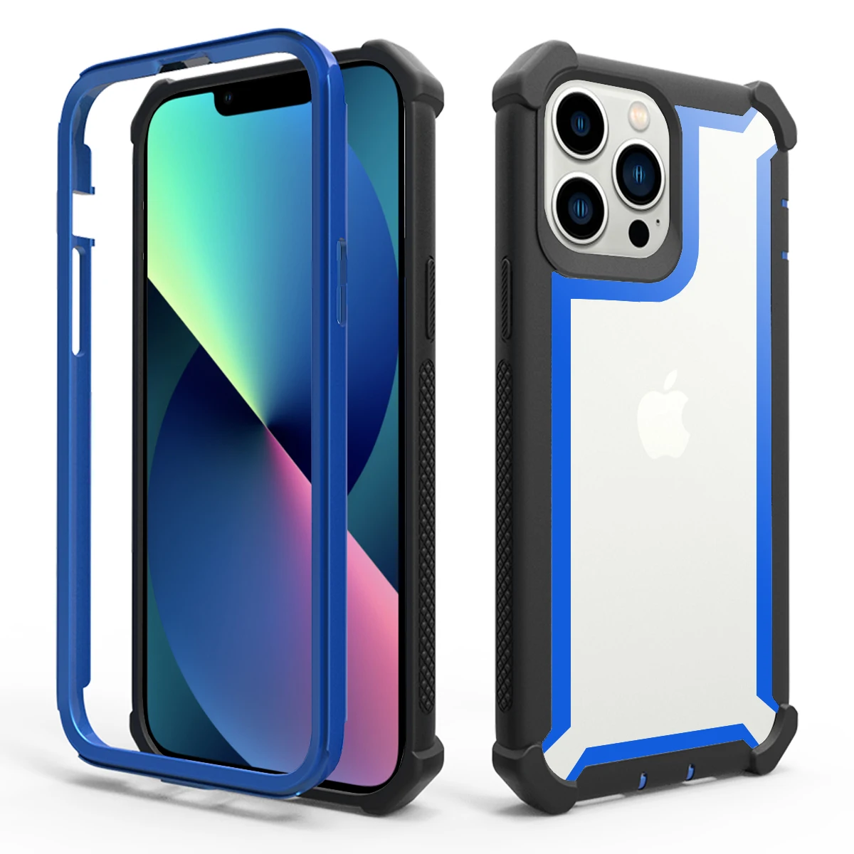 Shockproof Sturdy TPU Case for iPhone 14 15 16 Pro Max PC Frame Clear Case for iPhone 13 12 11 XR XS Max Double Protection Cover