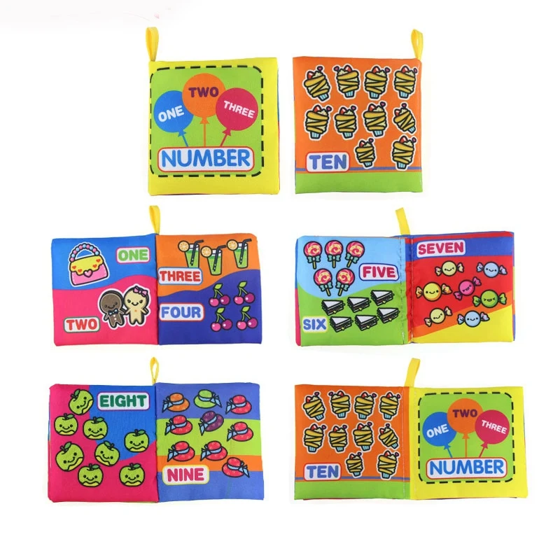 6 buah mainan pendidikan anak bayi baru lahir kain lembut buku kain suara kerut-kerut mainan pendidikan pembelajaran dini bayi untuk anak-anak