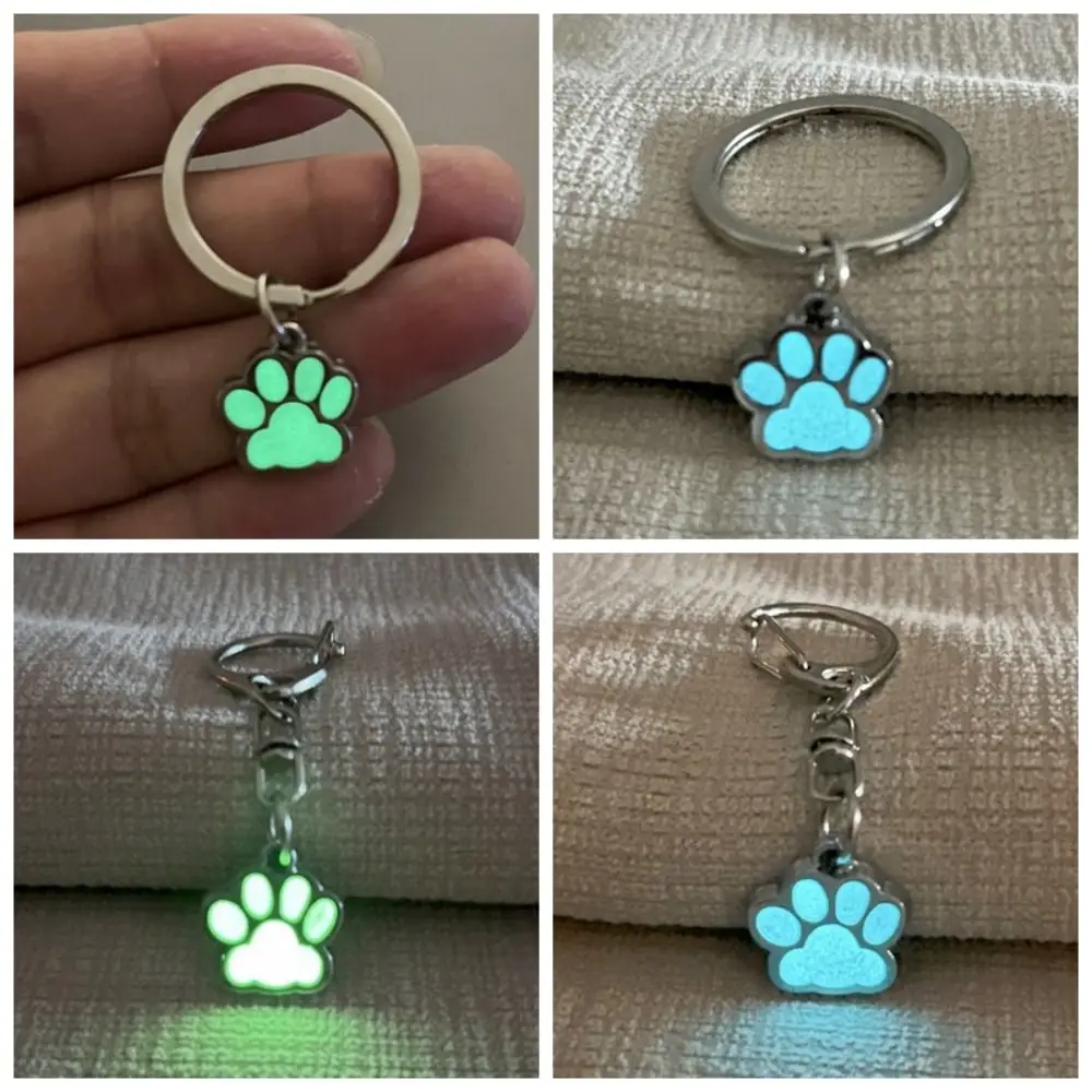 Friends Children Glow in Dark Luminous Paw Keychain Animal Footprints Bag Ornament Cat Paw Keyring Alloy Keyholder Car Keys