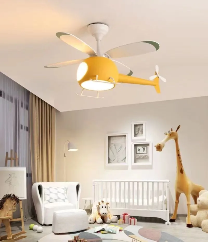 Nordic children's room airplane fan pendant light boys and girls bedroom ceiling light