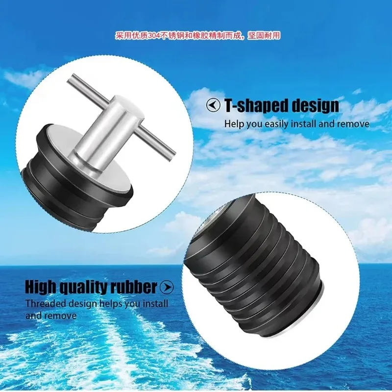 Marine Accessories Adjustable T-Handle TWIST-IN Boat Drain Plug Bung Socket For Dinghy Kayak Canoe Yacht Speedboat Boat Hardware