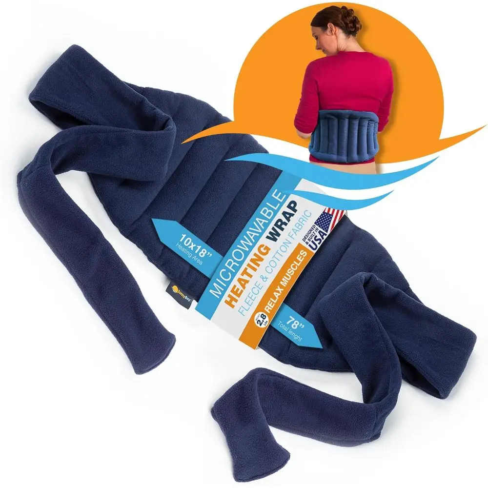 

Neck, Shoulder, Knee & Back Pain Relief Microwave Heating Pad with XL Straps, 10x18 Inch, 2.8 Lbs, 78 Inches Long