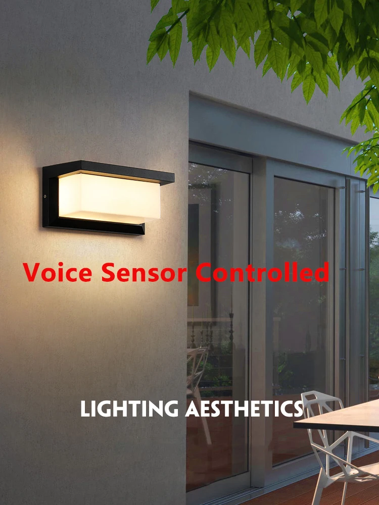 

Waterprof Led Wall Lamp Voice Sensor Automatically Lights Up Wall Light Porch Balcony Garden Lights Voice Sensor Controlled