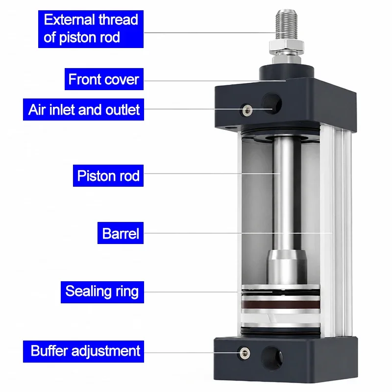 SU32/40/50/63 Standard Pneumatic Cylinder Invisible Rod Pneumatic Cylinder Big Thrust Double Acting Air Cylinder