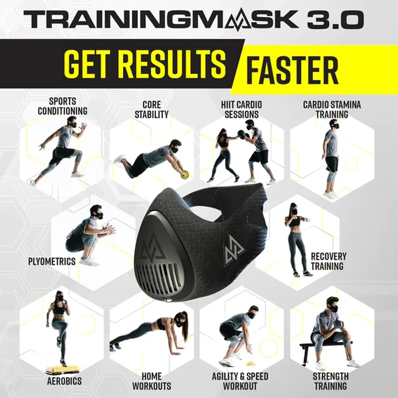 Training Mask 3.0 Oxygen Sports Fitness Running Mask for Elevation High Altitude Riding Workout  Breathing Cycling Training Mask