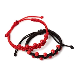 Handmade Red Ceramic Bracelet Adjustable Jewelry for Men and Women Boho Style Gift Unique Fashion Accessory for Couples 176