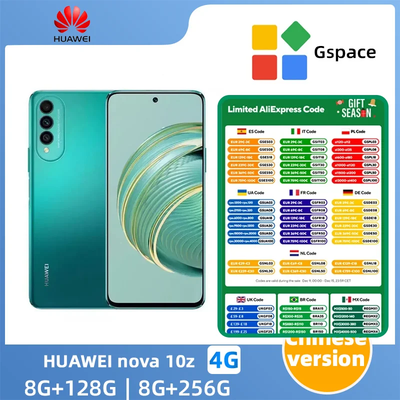 HUAWEI nova 10z 4g Smartphone 6.6 inch SuperCharge 40W 4000mAh Mobile phones 64MP Camera CPU Kirin 710A Original used pho