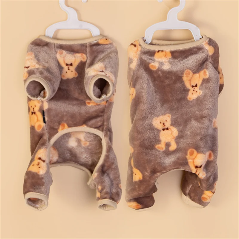 Pet Plush Jumpsuit Autumn Winter Medium Small Dog Clothes Warm Velvet Sweet Pajamas Kitten Puppy Cute Pullover Chihuahua Poodle