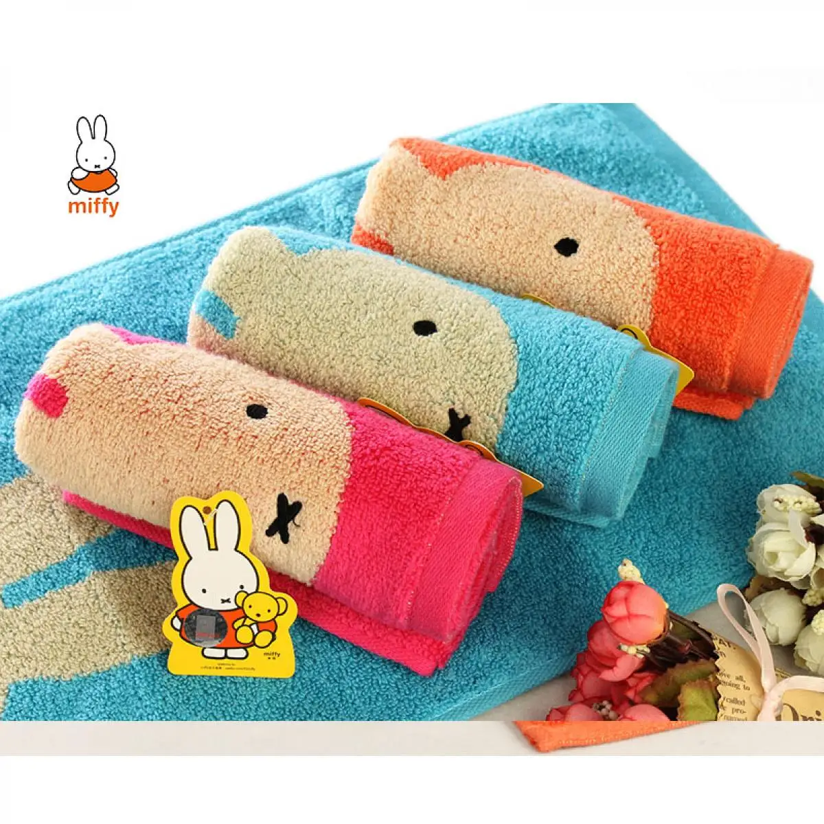 

Miffy Kawaii Cartoon Pure Cotton Towel Cute Anime Rabbit Soft and Absorbent Face Towel Sweet Children's Face Towels