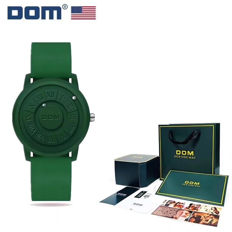 DOM M-1345 Top New Watch Trend Concept Personality Creative Roller Pointer Magnetic Wristwatches Men's Fashion Waterproof Clock