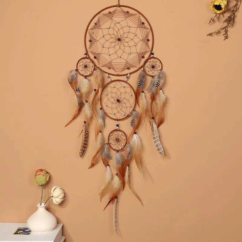 

Catching Dreams Net Wind Chime Pendant Colorful Feather Wind Chime Bedroom Decoration Pendant Dormitory Living Room Air Pendant
