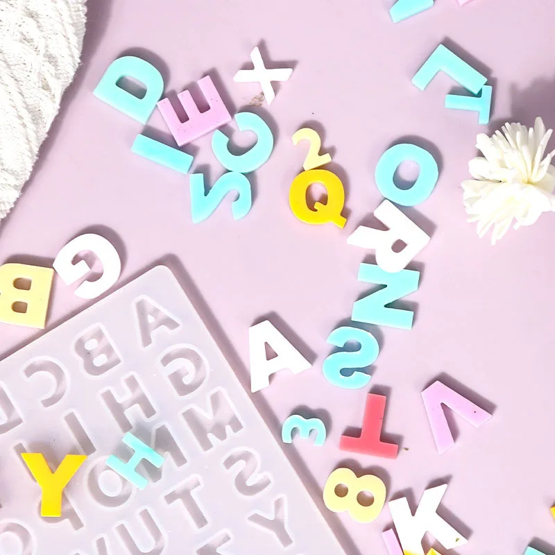 Diy molde conta-gotas de cristal pequeno quadro inteiro número carta molde inglês carta pingente molde de silicone