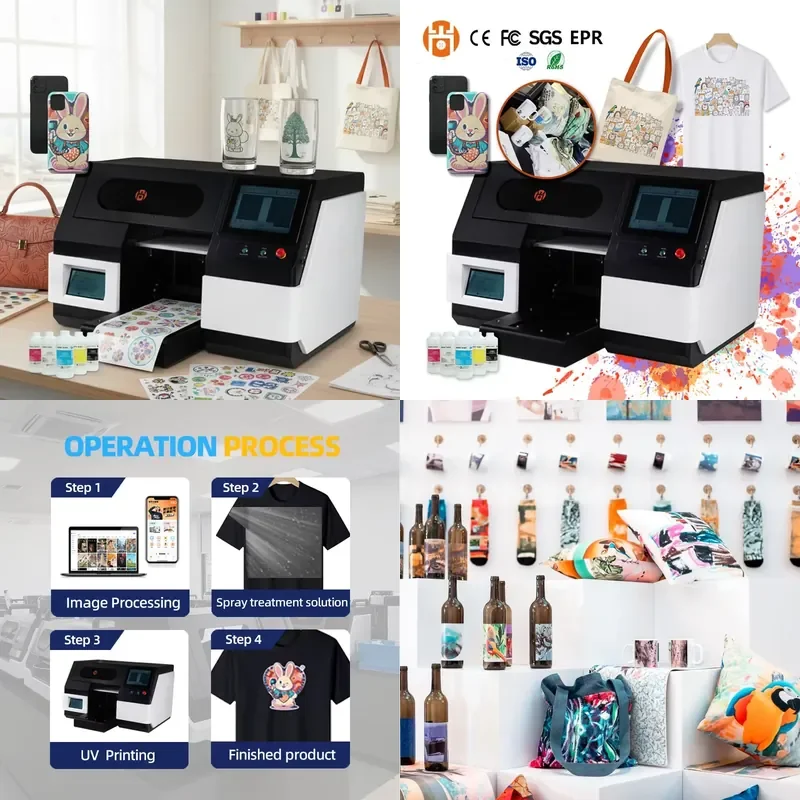 New Portable Commercial A3 UV Label Card Printer Multifunctional Weak Solvent Digital Inkjet Machine with I3200 Head for OEM