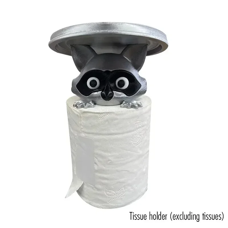 Latest Model Raccoon Toilet Paper Holder Stand Cute Animal Resin Tissue Dispenser Bathroom Decor For Countertop Shelf & Washroom