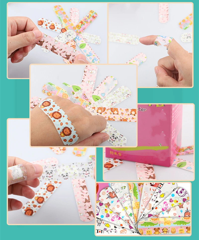 100 قطعة/المجموعة الكرتون الفرقة المعونة مقاوم للماء لاصق الضمادات شفافة غير شفافة اللدائن الإسعافات الأولية التصحيح لاصق الضمادات #5