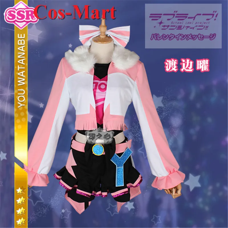 Cos-Mart Anime LoveLive Sunshine Watanabe You Cosplay Costume Miracle Wave Series Pink Dress Activity Party Role Play Clothing