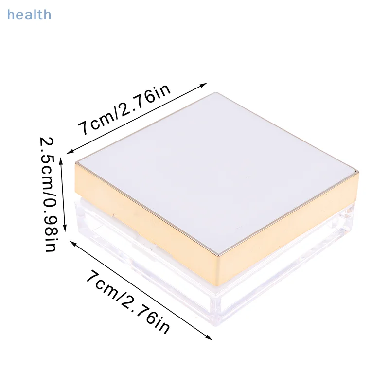 8 グラム正方形ゴールドボーダールースパウダーボックス空の詰め替えポータブルメイクアップ設定パウダーブラッシュケース容器パフミラー付き