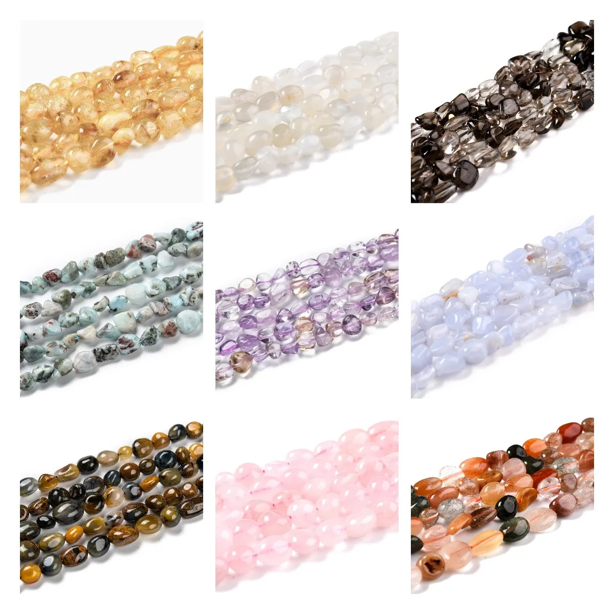 

55pcs Irregular Nuggets Natural Stone Bead Citrines Smoky Quartzs Ametrinees Lace Agates Beads For Jewelry Making DIY Bracelet