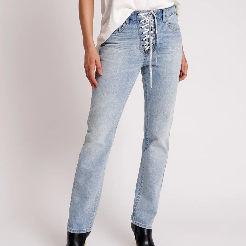 2024 Stretch Jeans Voor Heren Nieuw Gebonden Touw Strakke Hoge Taille Voeten Stretch Heup Lift Gewassen Jeans