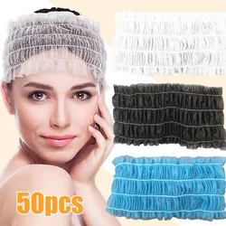 50Pcs Disposable Headbands Shower Cap Elastic Non-Woven Grafting Eyelashes Spa Hair Salon Bathroom Supplies Lashes Accessories