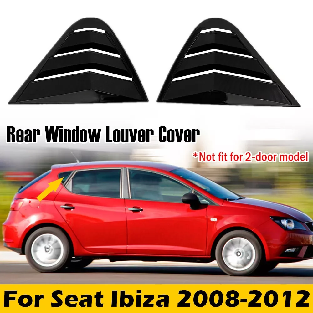 Cubierta de persiana lateral para ventana de rejilla trasera de coche, pegatina embellecedora para Seat Ibiza 2008 2009 2010 2011 2012, pala de ventilación ABS de fibra de carbono ABS