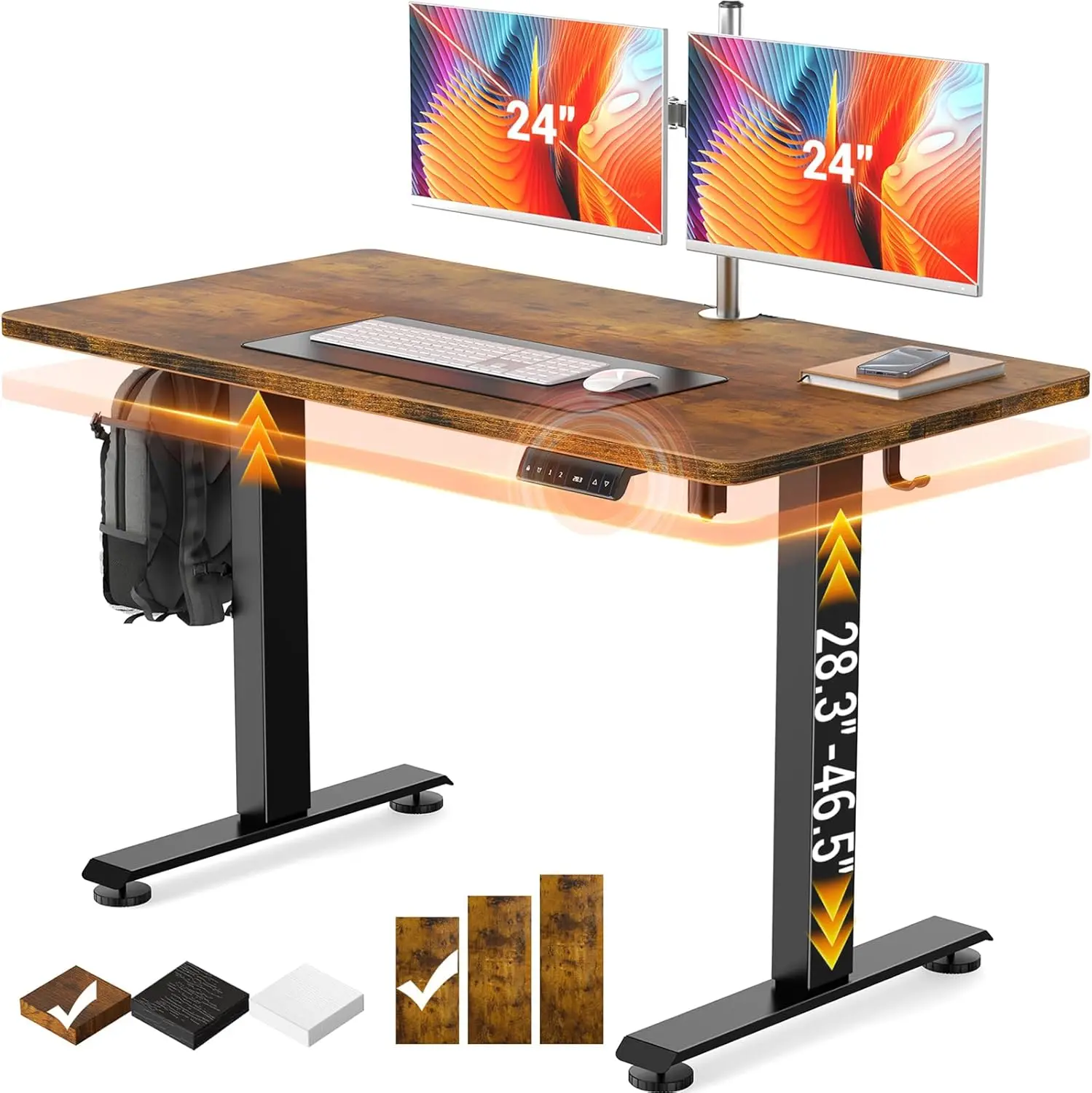 

47.2" Standing Desk Electric,Height Adjustable Sit Stand Up,Wood Desktop,Work Home Office,Computer PC Table,Writing Rising Desks