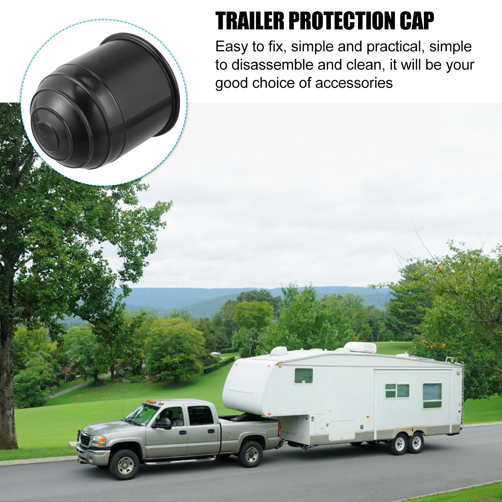 

2pcs Trailer Hitch Waterproof Durable For Rvs Truck Coupler Protector Hitch Ball Cover Car Hook Protector Towball Cover