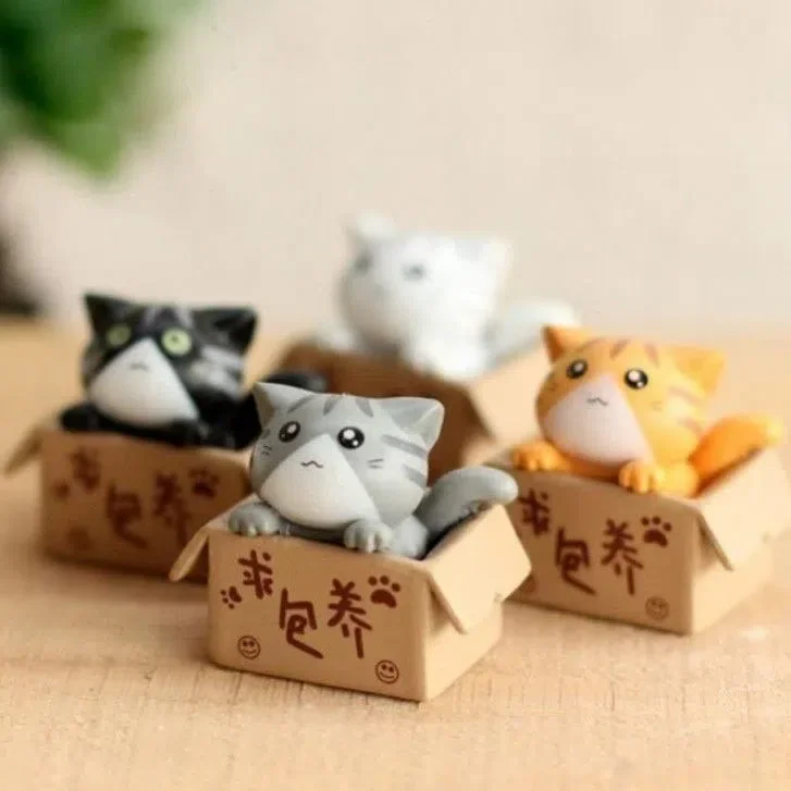 Kawaii Mini เครื่องประดับแมวสวนรูปปั้นแมวของขวัญเด็กเด็กตกแต่งห้องของเล่น Miniature Figurines Home Decor