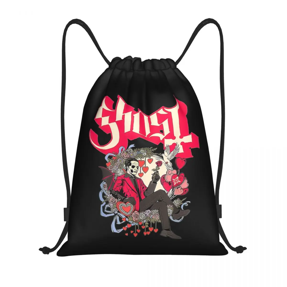 Ghost Halloween Vintage Impera Drawstring Backpack Bags Women Men Lightweight Rock Band Gym Sports Sackpack Sacks for Training