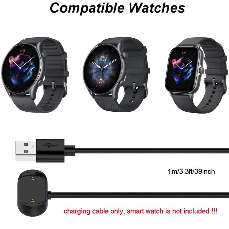 Зарядный кабель для смарт-часов Amazfit T-Rex 2/GTR4/GTR 3 Pro/GTS3/GTS4