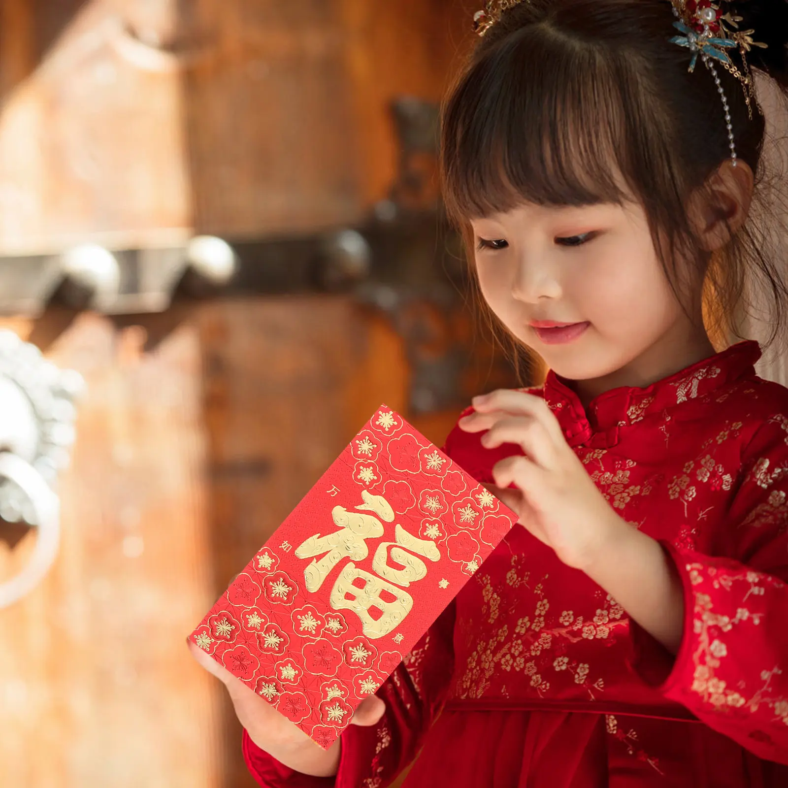 

6Pcs 2024 Dragon Year Red Envelopes Chinese Fu Character Lucky Red Packets Chinese New Year Money Holders Traditional Wedding