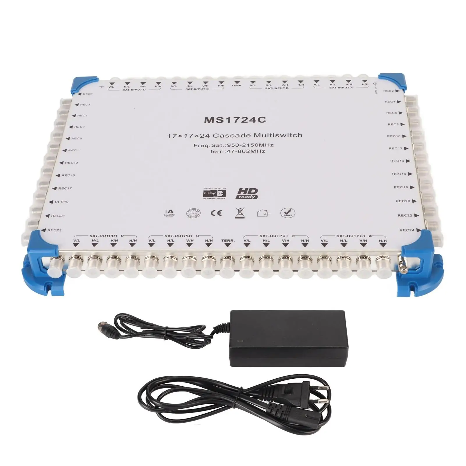 

17x17x24 Cascade Multiswitch - Plug & Play for indoor Multi Channel Satellite Switch AC100-240V